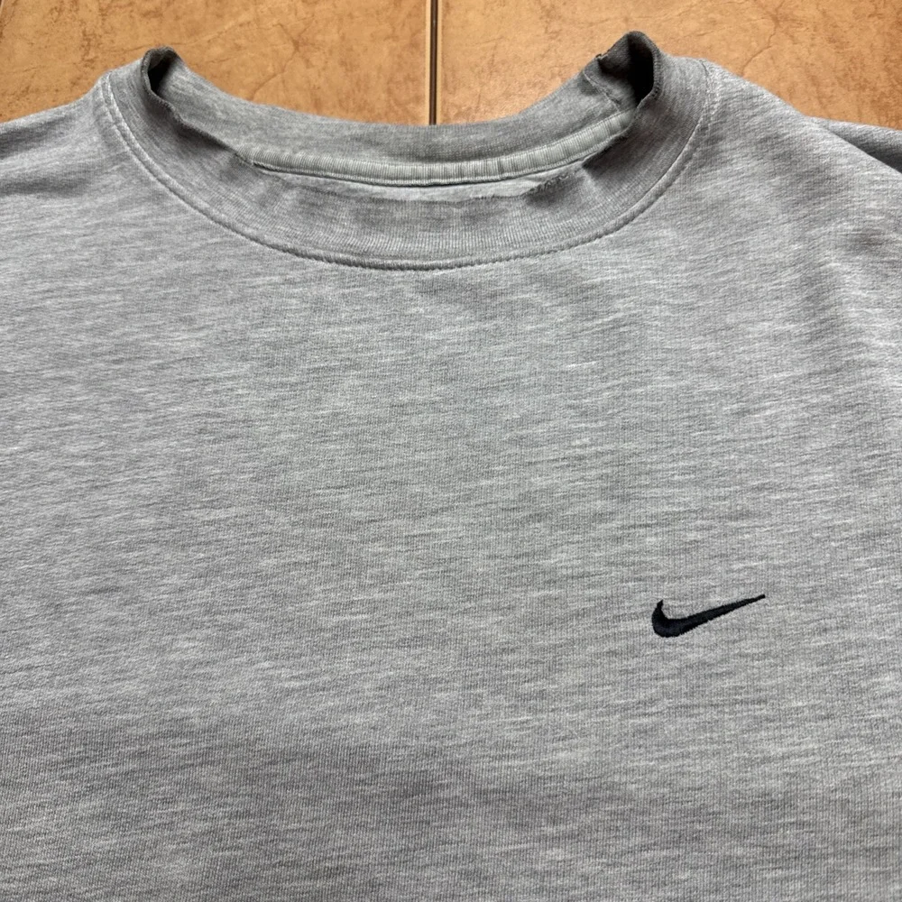 Vintage Y2K Nike Sweatshirt Men's Sz XL Grey Faded Distressed Grunge Swoosh Logo